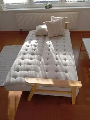 Ein Bett oder Betten in einem Zimmer der Unterkunft Wohnung im Grünen in Messenähe