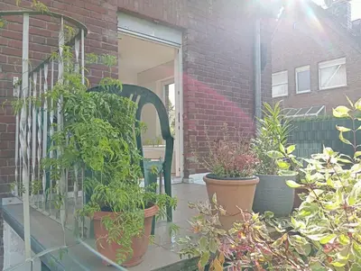 Ein Garten an der Unterkunft Wohnung im Grünen in Messenähe