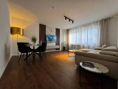 Ein Sitzbereich in der Unterkunft Moderne Wohnung in Marl ideal für Familien und Monteure bis 6 Personen