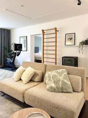 Ein Sitzbereich in der Unterkunft Moderne City-Wohnung mit Self Check-In und Free Wifi im Zentrum