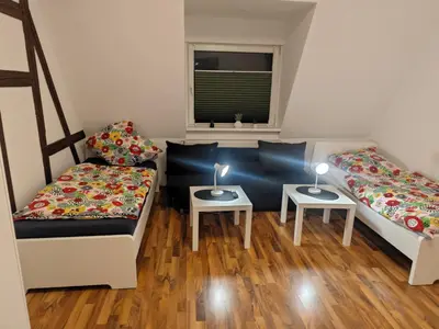Ein Sitzbereich in der Unterkunft Lüdenscheid Work and Stay 3 Schlafzimmer 6 Betten Küche Bad Innenstadt