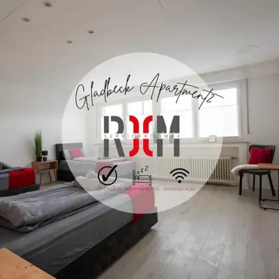 Serviceroom24 - Apartment 2 in Gladbeck WLAN - Smart-TV - 24-7 Check-in und Küche