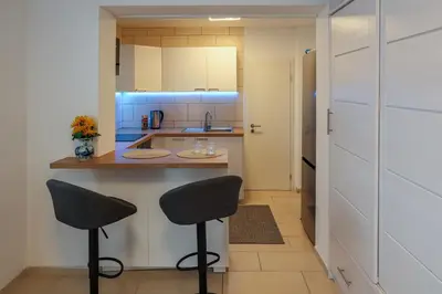 Küche/Küchenzeile in der Unterkunft Central Messe Airport DUS Apartment with Terrace