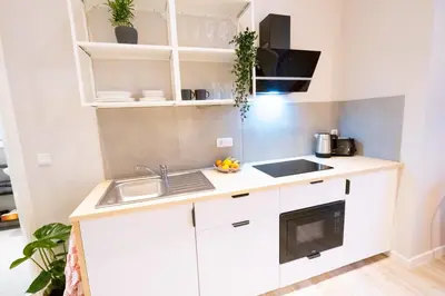 Küche/Küchenzeile in der Unterkunft BetterBeds Essen