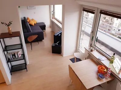 Ein Sitzbereich in der Unterkunft Charming maisonette with sun terrace