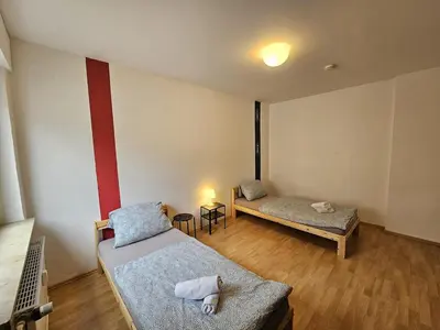 Ein Sitzbereich in der Unterkunft homes of ruhr - Monteurwohnung Arena