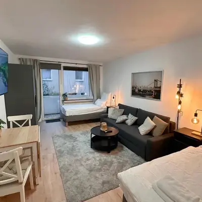 City Apartment with 2 individual beds and sleeping sofa and kitchen