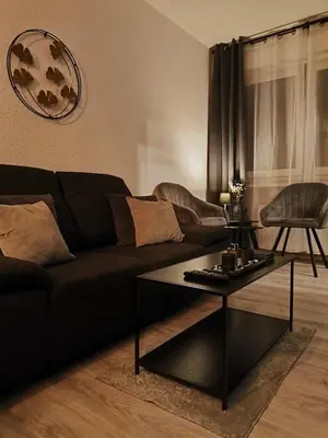 Ein Sitzbereich in der Unterkunft City Apartment Leonidas