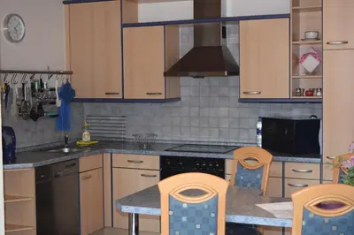Küche/Küchenzeile in der Unterkunft Ferienwohnung Wandelt