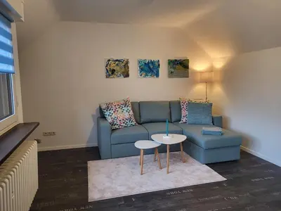 Ein Sitzbereich in der Unterkunft Wohnung in Duisburg-Baerl