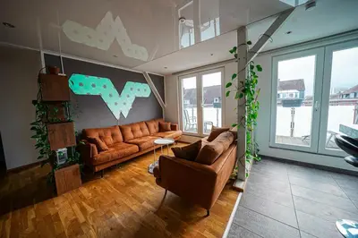 Ein Sitzbereich in der Unterkunft Exklusive Business-Maisonette - Luxus und Top-Lage