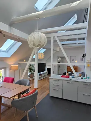 Ein Sitzbereich in der Unterkunft Im Löwental Galeriewohnung an der Ruhr, 2 Schlafzimmer auf 2 Ebenen