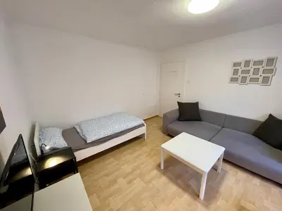 Ein Sitzbereich in der Unterkunft Gemütliche Monteurwohnung in Vincenzstraße Oberhausen