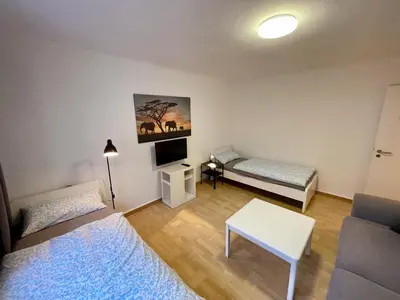 Ein Sitzbereich in der Unterkunft Gemütliche Monteurwohnung in Vincenzstraße Oberhausen