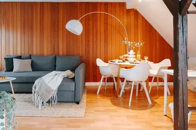 Ein Sitzbereich in der Unterkunft Rooftop-Apartment zentral gelegen in Düsseldorf