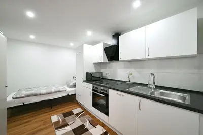 Küche/Küchenzeile in der Unterkunft BetonTraum Apartments