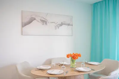 Ein Sitzbereich in der Unterkunft Apartment Mettmann