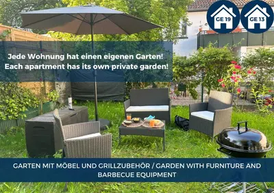 Ein Garten an der Unterkunft RtR Gelsenkirchen - Bis 10 Personen - Einzelzimmer - Voll ausgestattet - Garten - SMART TV - WIFI