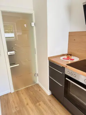 Küche/Küchenzeile in der Unterkunft Cozy Apartment Wolke2 mit Balkon