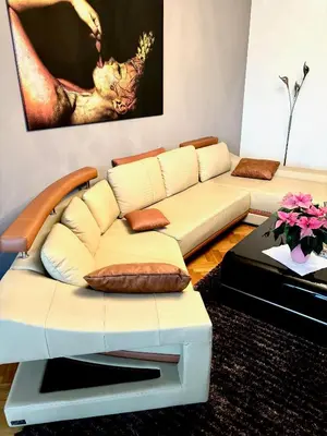 Ein Sitzbereich in der Unterkunft Möbelierte 3-Zm-Wohnung mit luxuriöser Innenausstattung in Zentrum