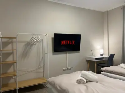 Ein Bett oder Betten in einem Zimmer der Unterkunft Ruhrperle Apartment 1 Essen