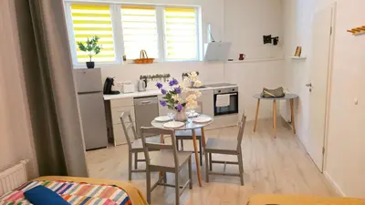 Küche/Küchenzeile in der Unterkunft Blumenhof Duisburg HBF