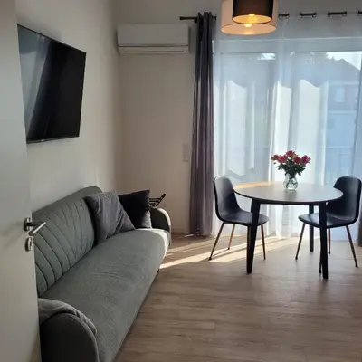 Ein Sitzbereich in der Unterkunft Neues Ruhrtal Apartment 3 mit Klimaanlage, Balkon