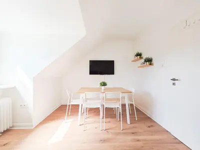 TV/Unterhaltungsangebot in der Unterkunft Tolstov Apartments - 3 Room Attic Apartment - Kitchen - 5 min to Messe DUS