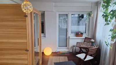 Ein Sitzbereich in der Unterkunft Apartment in Hattingen