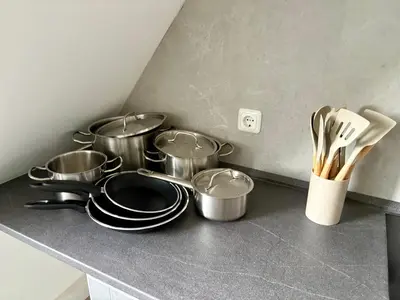 Küche/Küchenzeile in der Unterkunft Komfort & Stil, Moderne Wohnung mit Fitnessraum