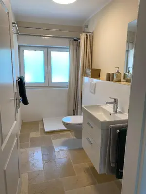 Ein Badezimmer in der Unterkunft Baumberger Blick