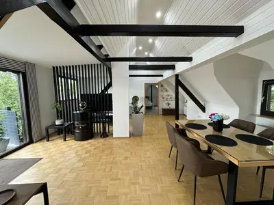 Ein Sitzbereich in der Unterkunft Architects apartment in Essen