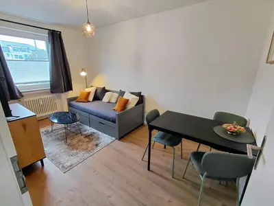 Ein Sitzbereich in der Unterkunft Westfalio Apartments - BrightStay Halver - feel at home