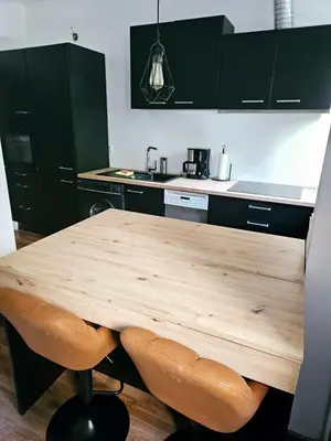Küche/Küchenzeile in der Unterkunft Schöne gemütliche Wohnung im Wasserviertel Stadtnah, A40,nähe der Uni oder Zoo