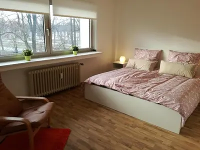Ein Bett oder Betten in einem Zimmer der Unterkunft Apartment at Düsseldorf Exhibition