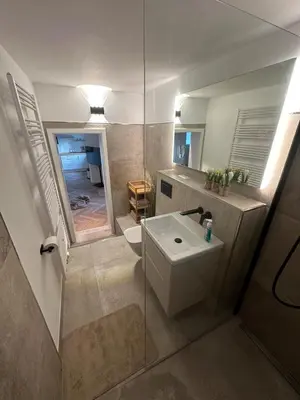 Ein Badezimmer in der Unterkunft FeWo auf dem Kettwiger Bögel