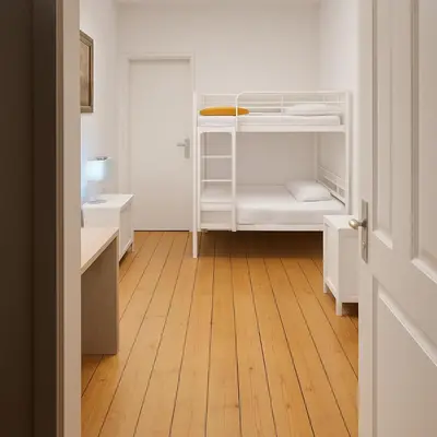 Ein Bett oder Betten in einem Zimmer der Unterkunft Bett im Durchgangszimmer