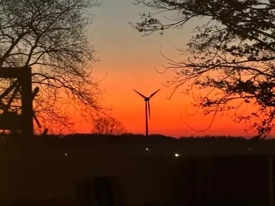 Blick auf den Sonnenuntergang/Sonnenaufgang von der Ferienwohnung aus oder aus der Nähe