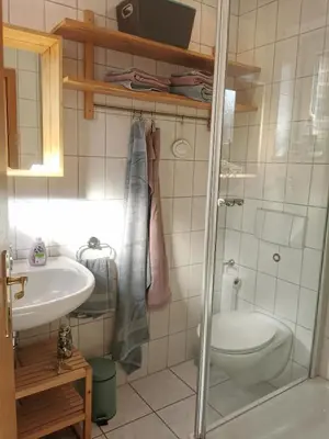 Ein Badezimmer in der Unterkunft Ferienwohnung Am Heimathof
