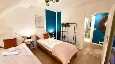 Ein Bett oder Betten in einem Zimmer der Unterkunft Copper Loft - Rüttenscheid, Messe, zentral