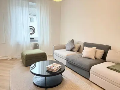 Ein Sitzbereich in der Unterkunft Helle Altbauperle zwischen Köln & Düsseldorf