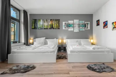 Ein Bett oder Betten in einem Zimmer der Unterkunft High-quality, Comfortable, Fully equipped, 6 Beds