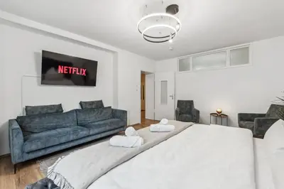 Ein Bett oder Betten in einem Zimmer der Unterkunft Design-Apartment in Rüttenscheid, Kulturlage & Top-Anbindung