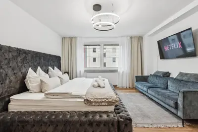 Ein Sitzbereich in der Unterkunft Design-Apartment in Rüttenscheid, Kulturlage & Top-Anbindung