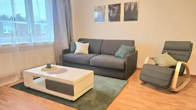 Ein Sitzbereich in der Unterkunft 3 Zimmer I Küche I Balkon I WLAN I Parken I Seepark