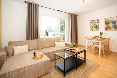 Ein Sitzbereich in der Unterkunft Quartier VierGlück