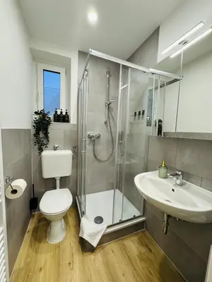 Ein Badezimmer in der Unterkunft Charmantes Apartment mit Balkon - Küche - SmartTV