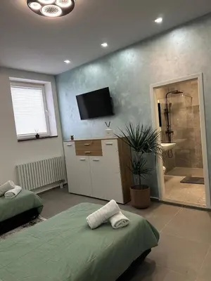 Ein Bett oder Betten in einem Zimmer der Unterkunft Aura Apartment 2 Herne