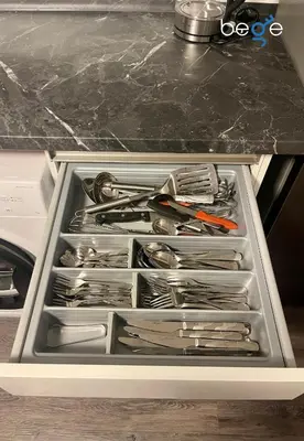 Küche/Küchenzeile in der Unterkunft BEGE APARTMENTS ClearDesk