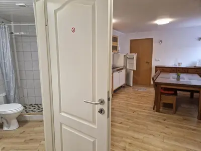 Ein Badezimmer in der Unterkunft Pension Moers am Geleucht Fewo 1